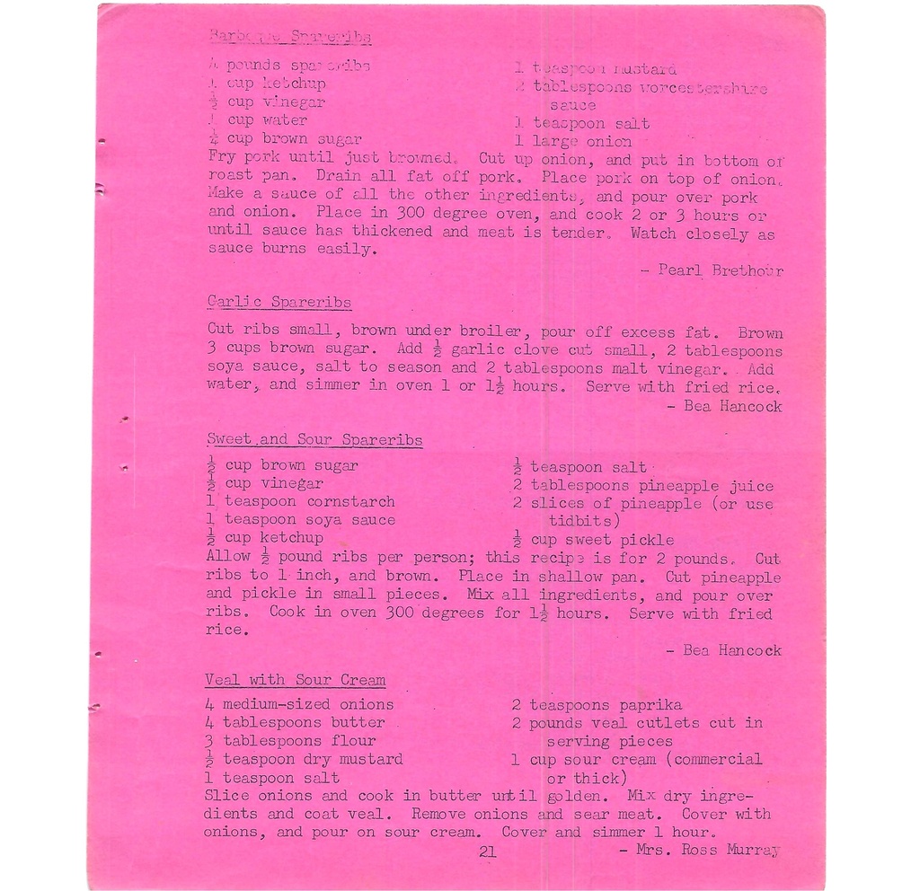 Vintage Typed Meats & Poultry Recipes Pg 21