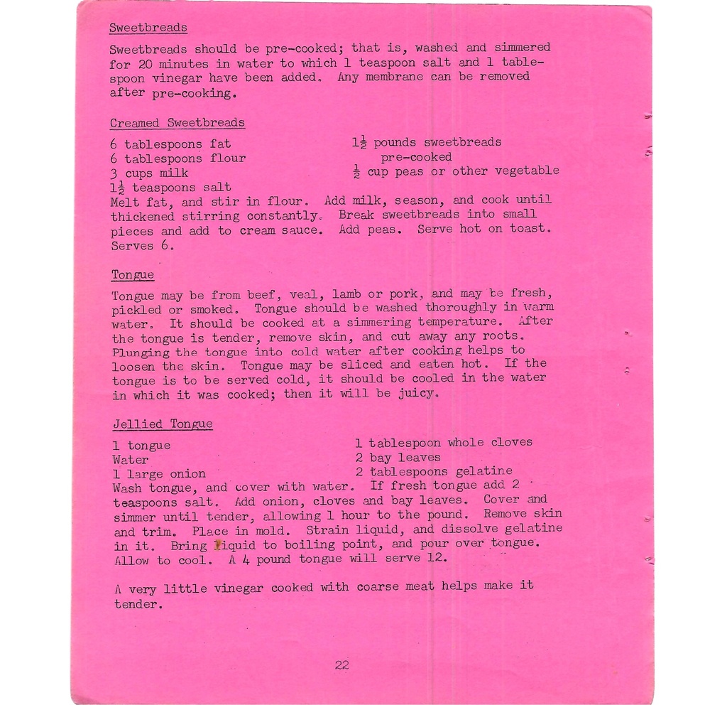 Vintage Typed Meats & Poultry Recipes Pg 22