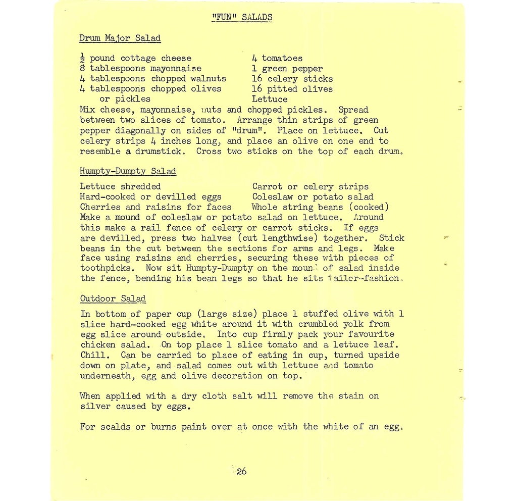 Vintage Typed Salads & Dressings Recipes Pg 26