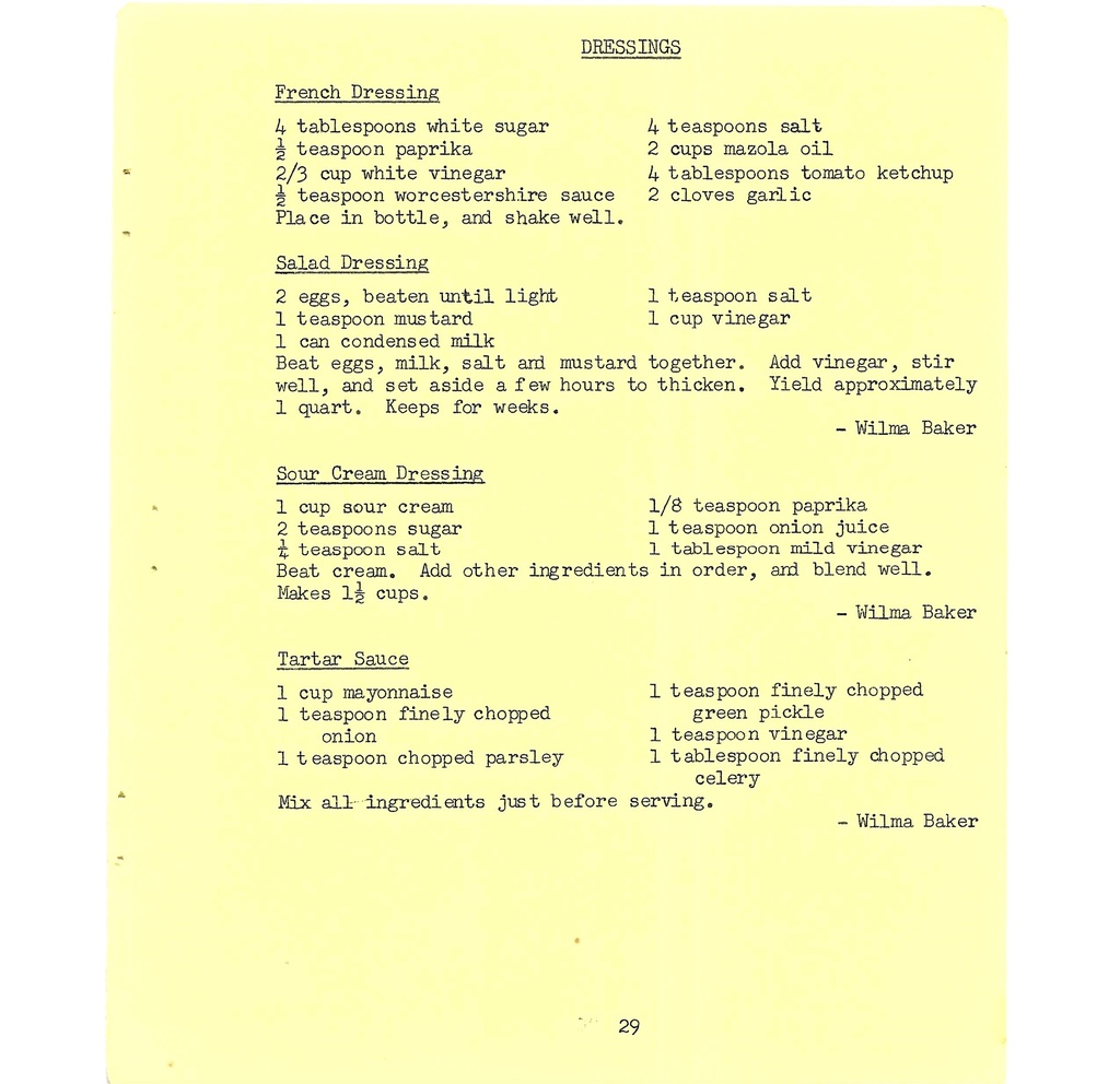 Vintage Typed Salads & Dressings Recipes Pg 29