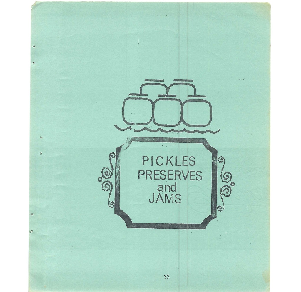 Vintage Typed Pickles, Preserves & Jams Recipes Pg 33