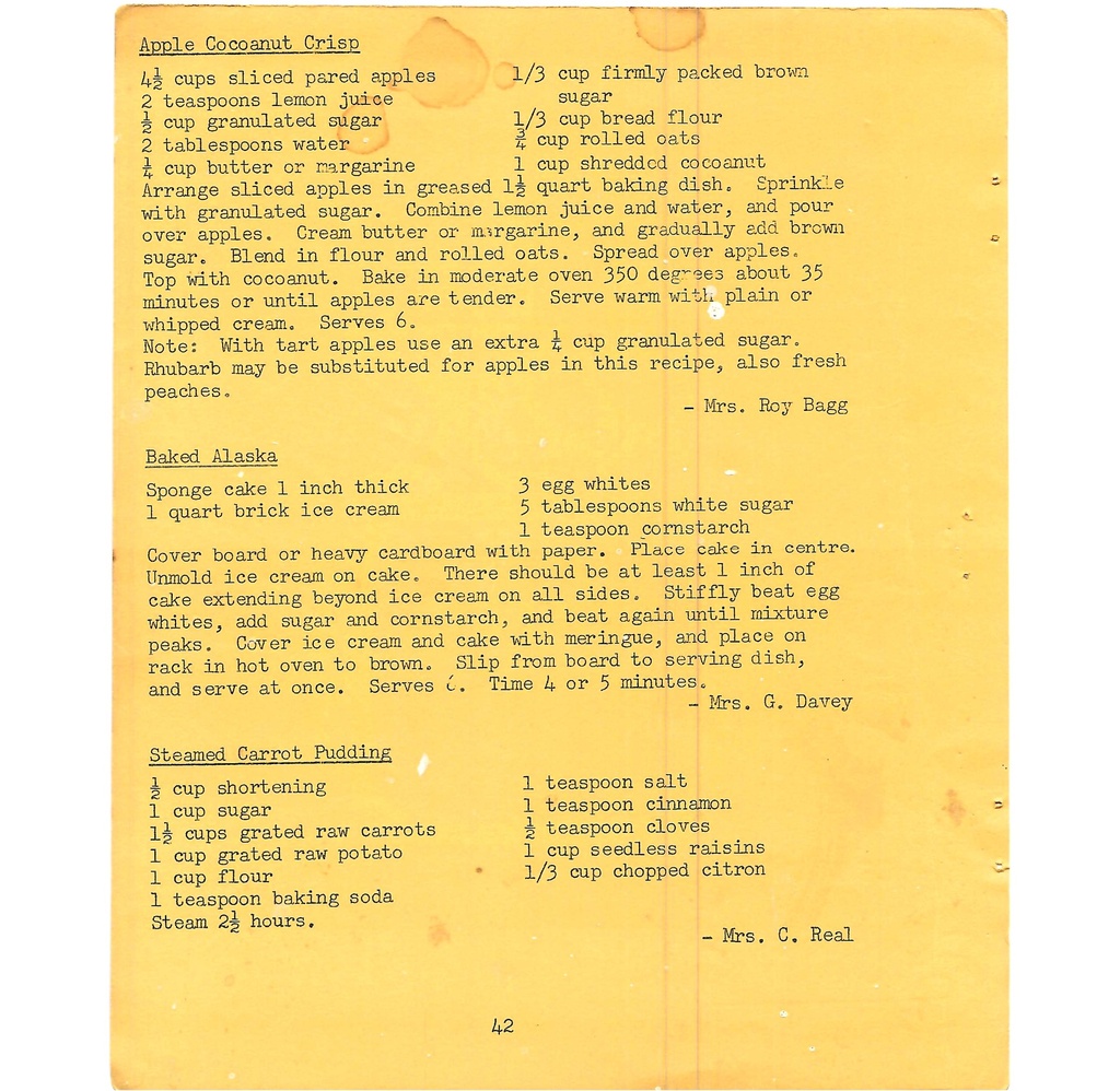 Vintage Typed Desserts Recipes Pg 42