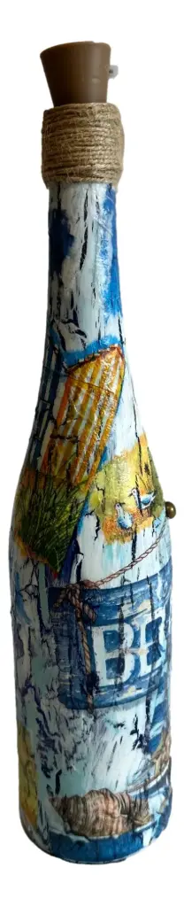 Nautical Beach Lighted Bottle