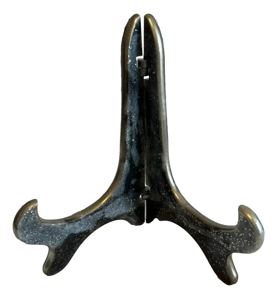 Black & White Marbled Plate Stand - Resin