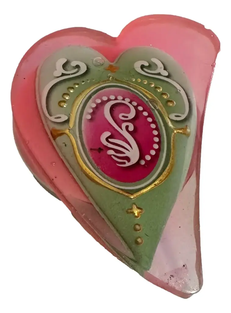 Translucent Pink Heart with Green Heart Phone Pop 