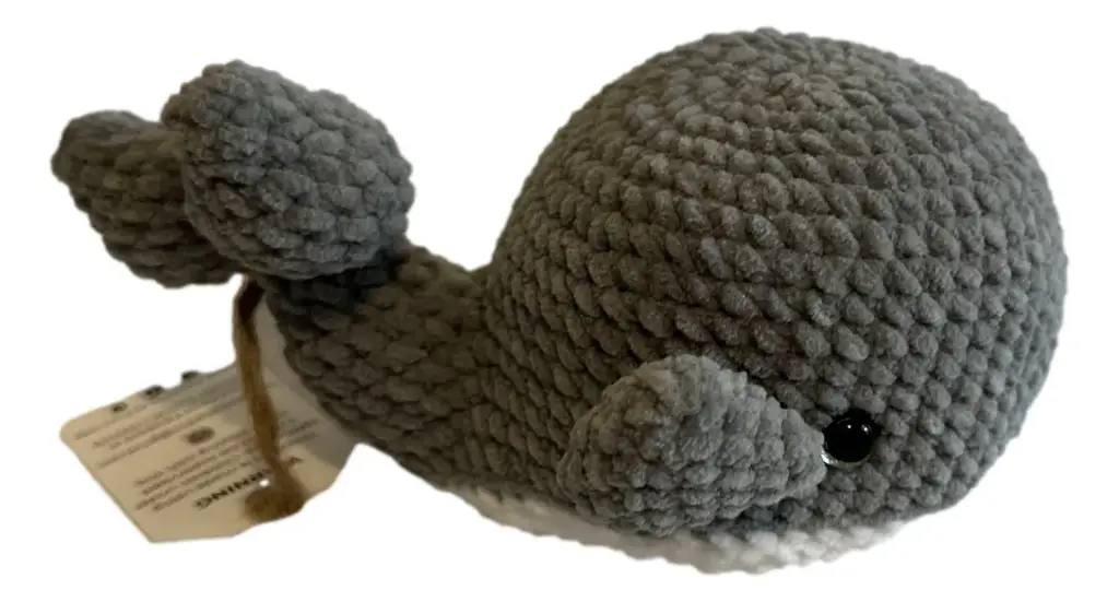 Hand Crocheted Small Whale Stuffy with Baby