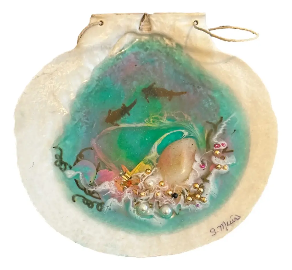Nova Scotia Scallop Shell Decorated with Resin 