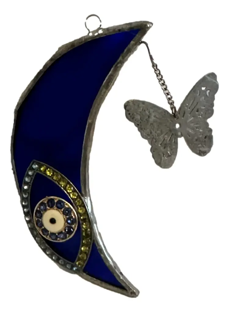 Stained Glass Evil Eye on Blue Moon