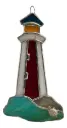 Large Red & White Stained Glass Lighthouse 