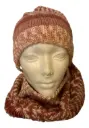Hand-knitted Matching Hat & Scarf - Rose Tones