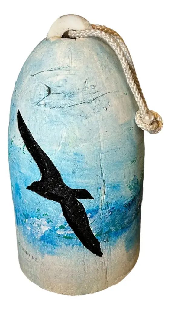 Hand-Painted & Carved Raven Buoy