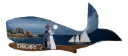 Handpainted Wooden Whale with Scene of Digby, NS