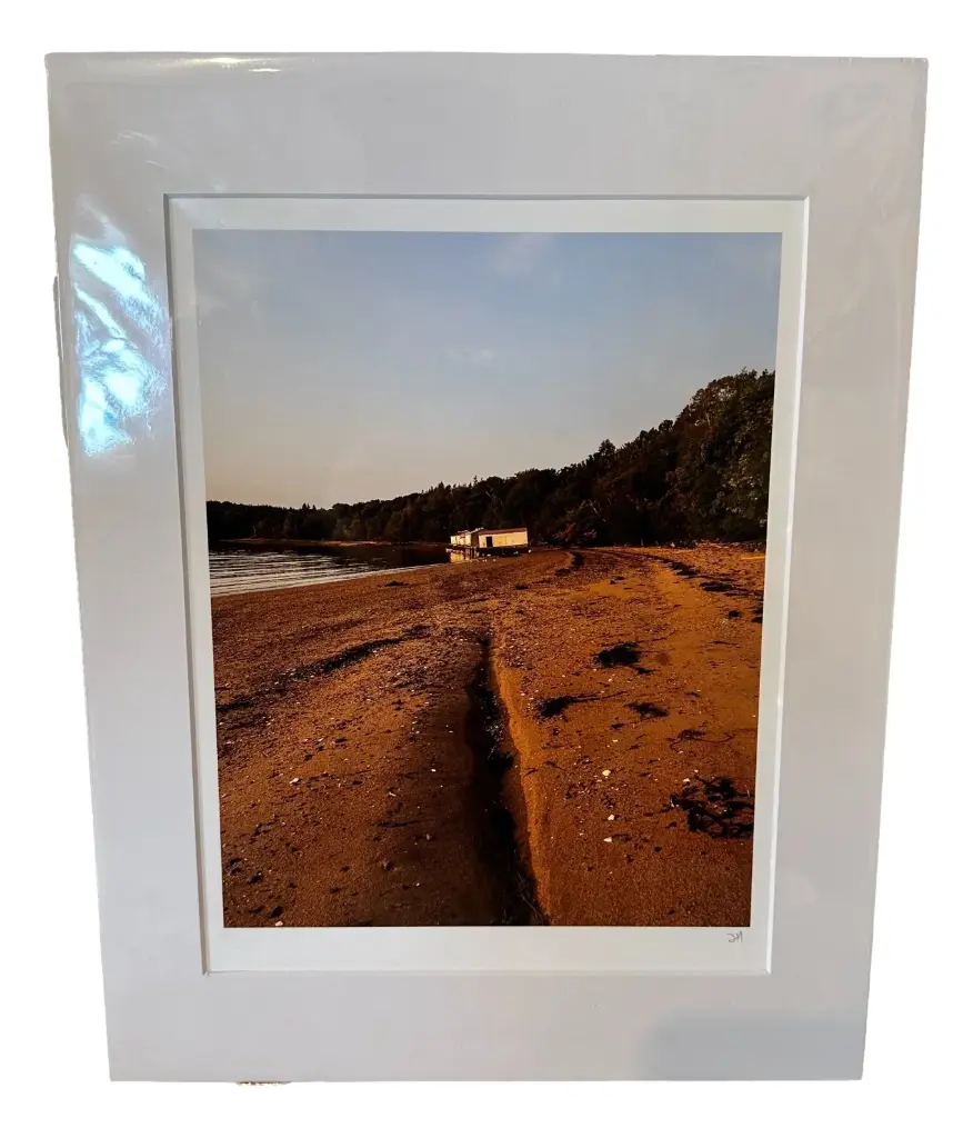 Fishing Huts on the Beach - Hand-matted Photograph 11" x 14"