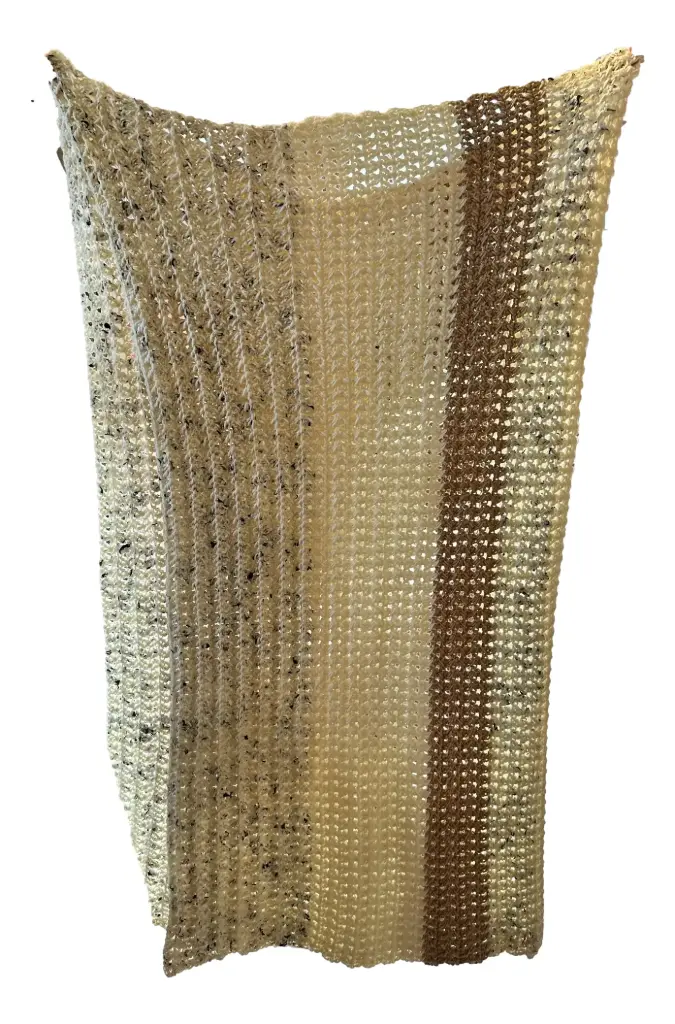 Beige Stripe Crochet Afghan 48" x 53"