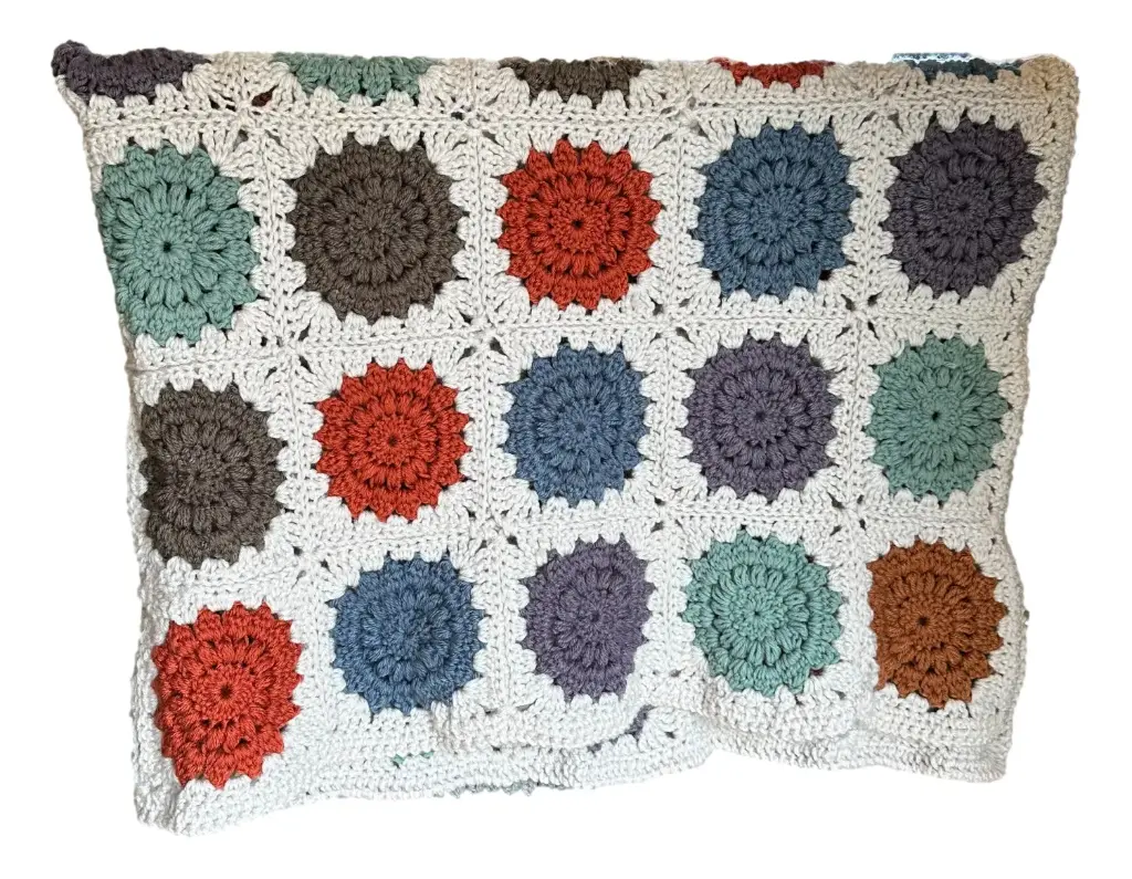 Colourful Granny Square Crochet Afghan - 55" x 40"