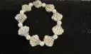 White Faux Pearl and Jewelled Silver-tone Shells Bracelet