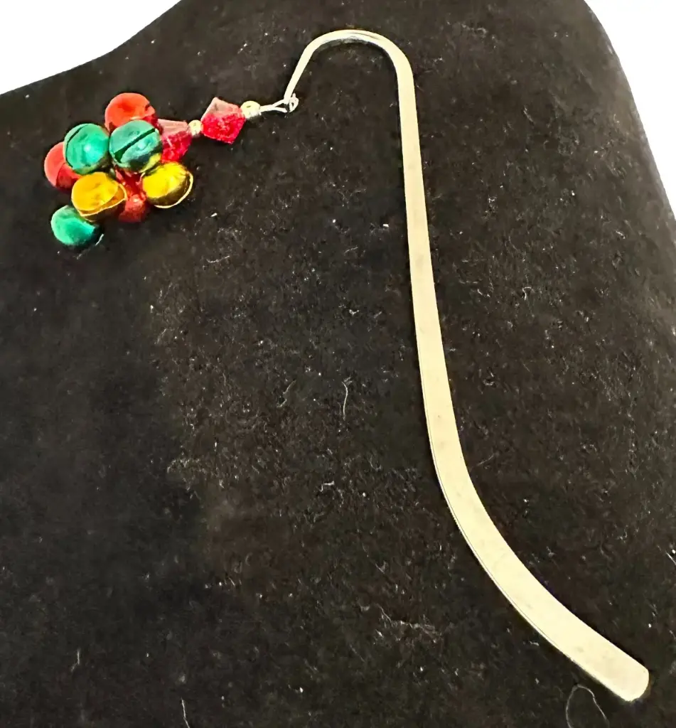 Silver-tone Bookmark with Multi-coloured Bells