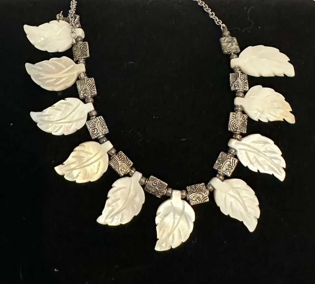 White Leaf Silver-tone Necklace