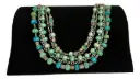 5-chain Necklace Mixture of Green and Silver-tone Beads
