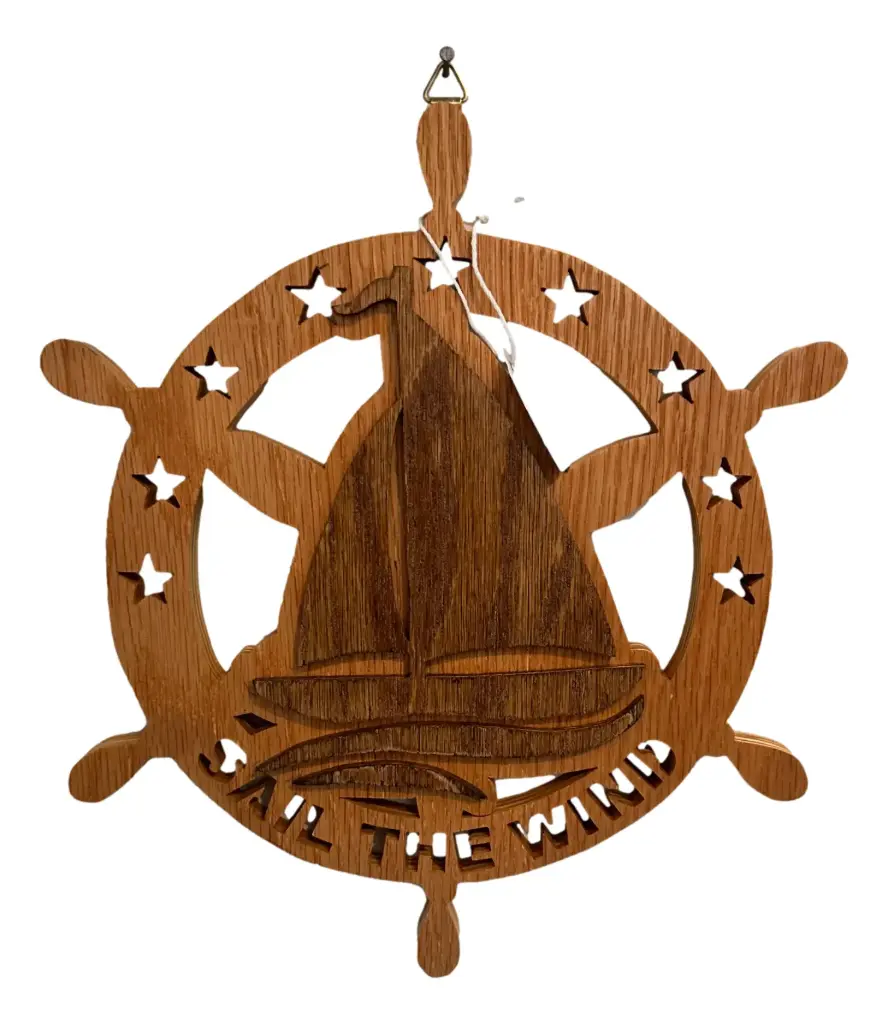 Red Oak Ship's Helm Wall Plaque