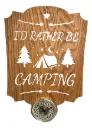 Red Oak I'd Rather Be Camping Clock Wall Plaque