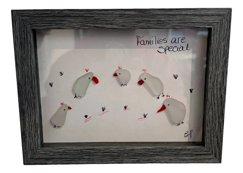 Framed "Families are Special" Sea Glass Picture