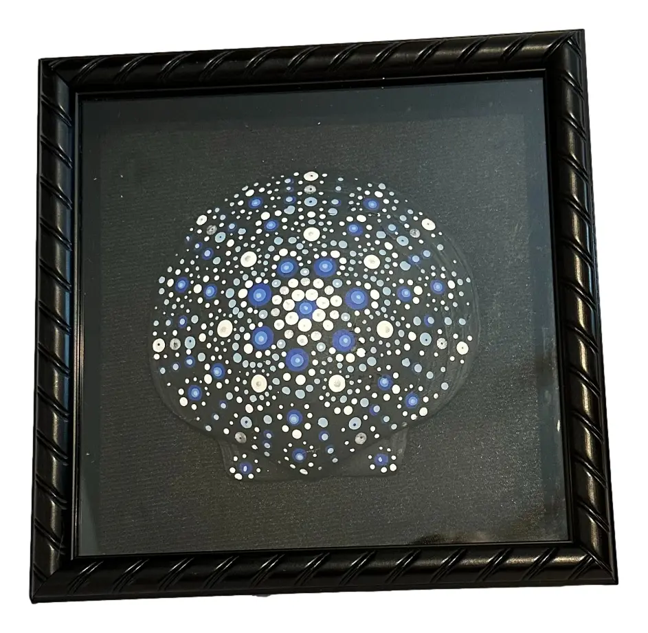 Hand Painted Scallop Shell Framed 