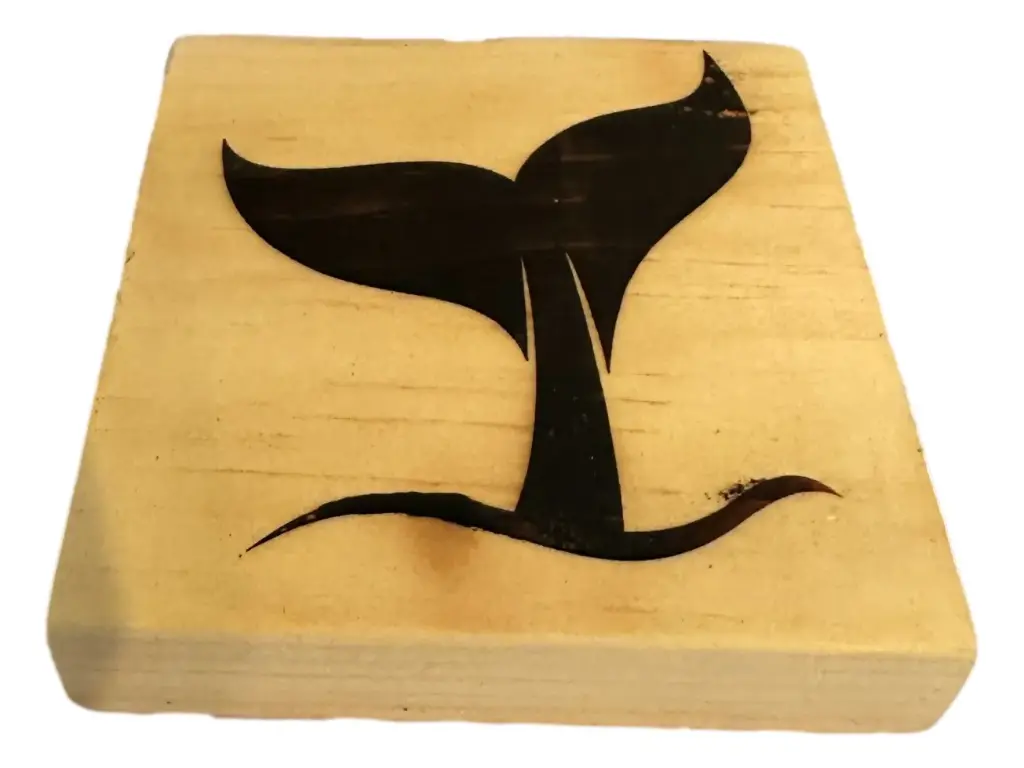Wood Block with Nautical Symbols Burnt 