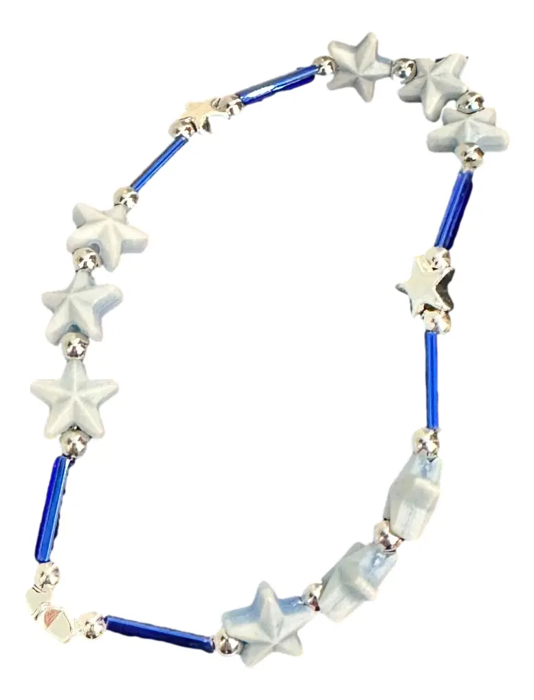 Blue Star Beaded Ankle Bracelet