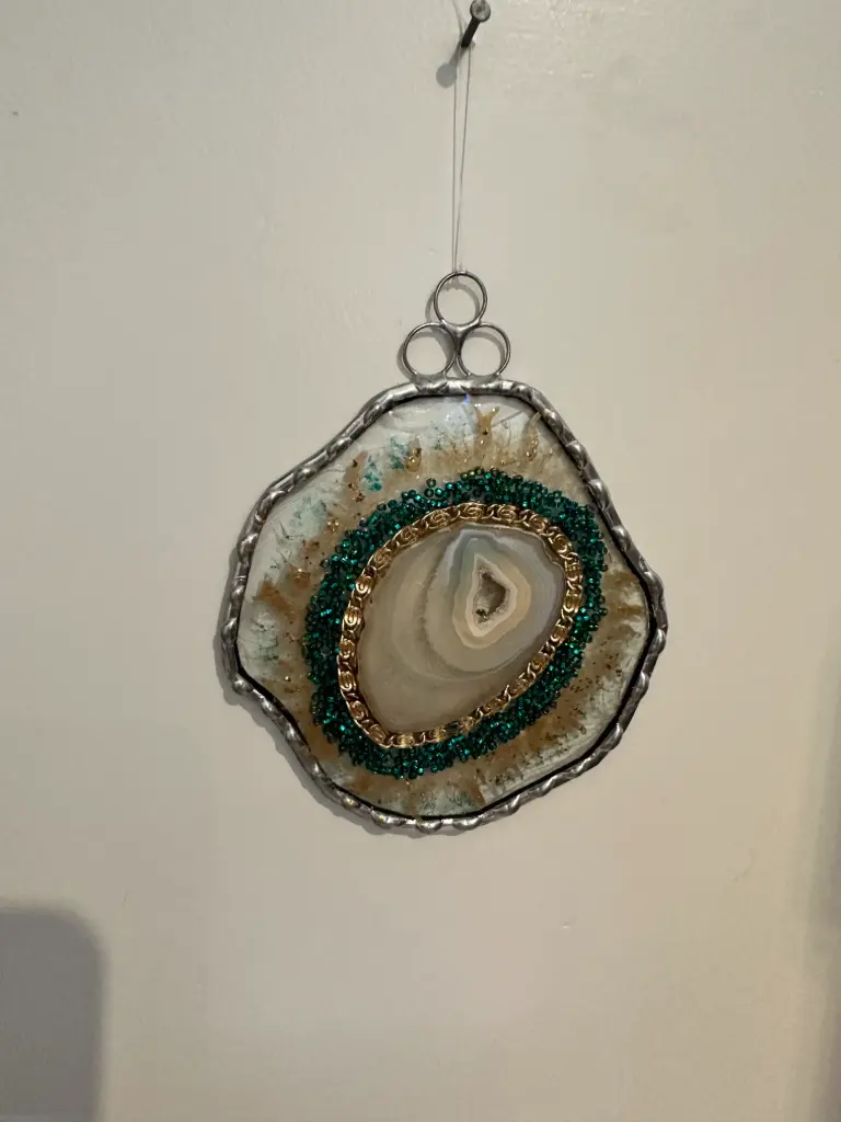 Solder-framed Geode with Colourful Stones