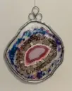 Pink Geode on Glass Suncatcher