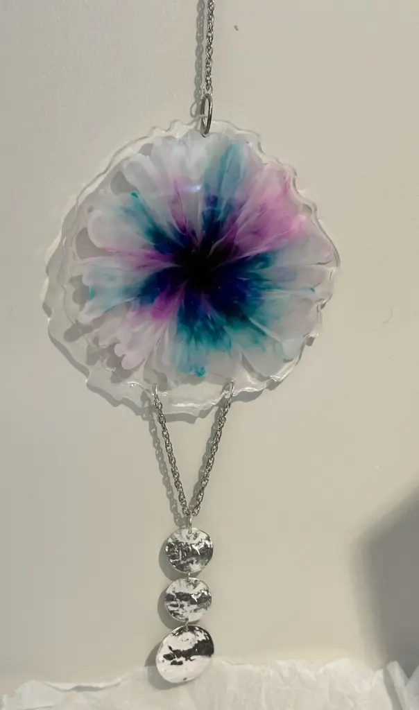 Pink & Blue Bloom Resin Suncatcher