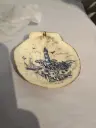 Decoupaged Scallop Shell - Blue Lighthouse