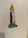  Red & White Stained Glass Lighthouse 