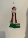  Red & White Stained Glass Lighthouse 