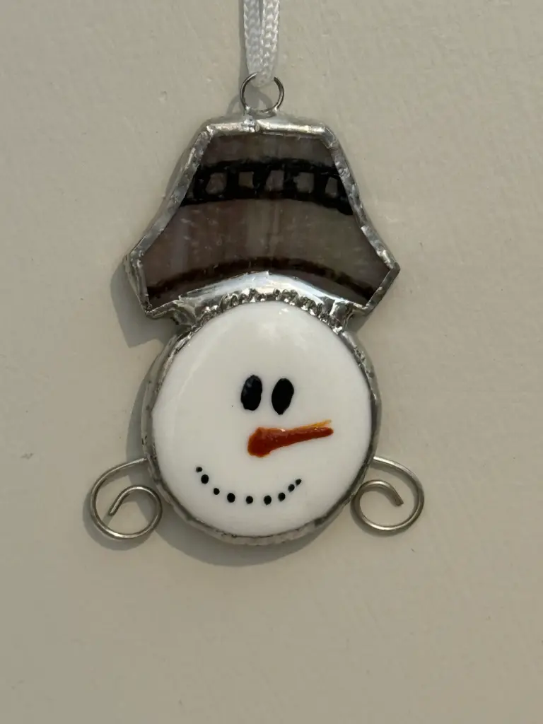 Stained Glass Snowman Tree Decoration 