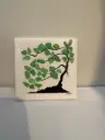 Hand-painted Wind Blown Tree with Sea Glass Leaves