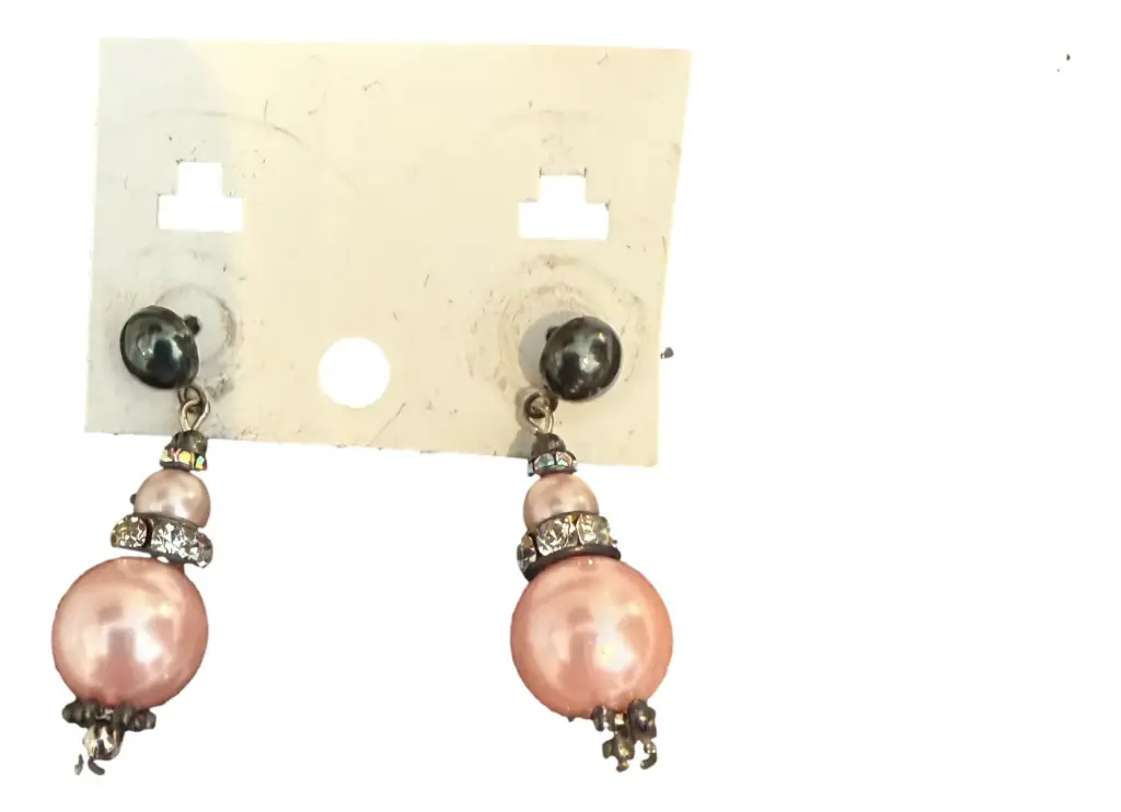 Pink Beaded Drop Earrings