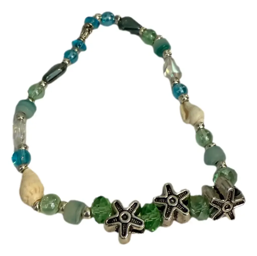 Blue & Green Beaded Ankle Bracelet