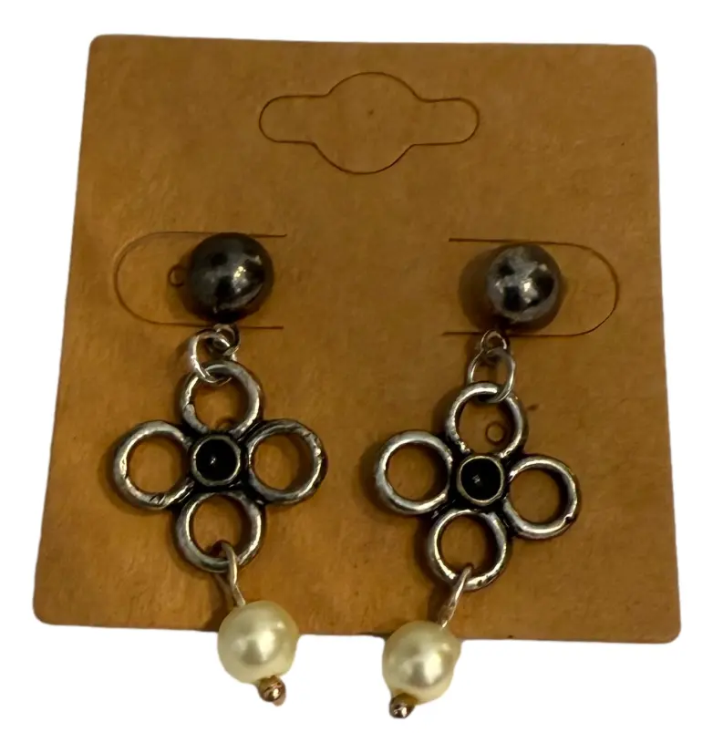 Drop Earrings with Celtic Knot & Faux Pearl