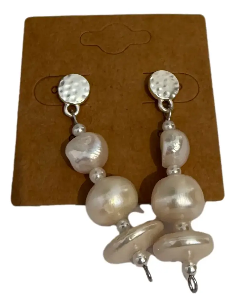 Drop Earrings with Faux Pearls 