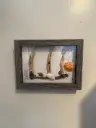Framed Birds Atop Posts Sea Glass Picture  