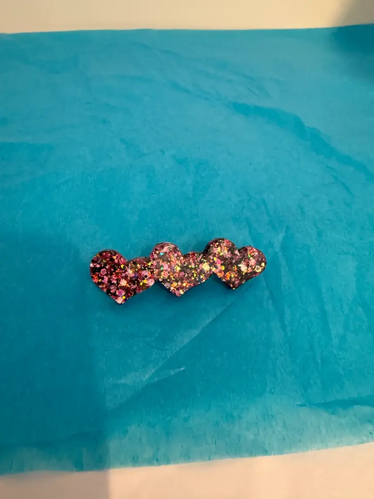 Black & Pink Hearts Hair Clip