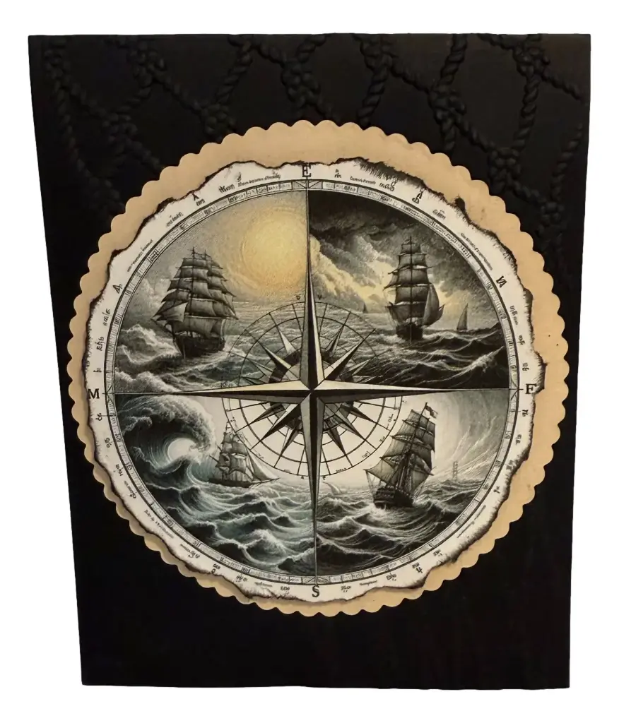 Ships on Compass 5.5"x4.25" Note Card