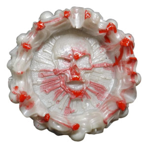 [RA5406] Skull Resin Ashtray - White with Blood