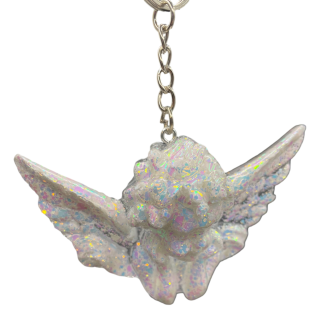 [11101] Mother-of-Pearl Effect Angel Keychain