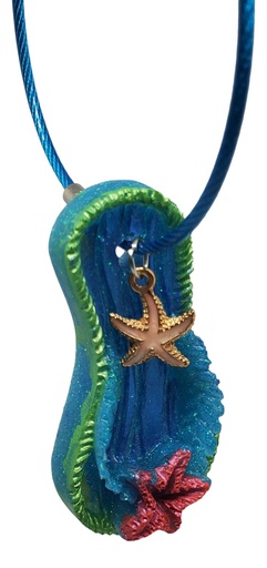 [K11034-2] Blue & Green Shell Sandal Key Chain