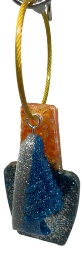 [110352] Blue & Orange Glitter Nail Polish Key Chain