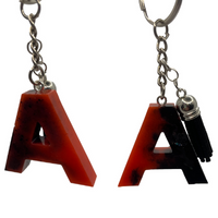 Red & Black Initial Keychain A