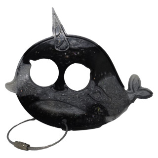 [K13005] Black & Grey Narwhale Keychain - Large